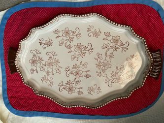 Temptations Floral Lace Chocolate Scalloped Platter Tray