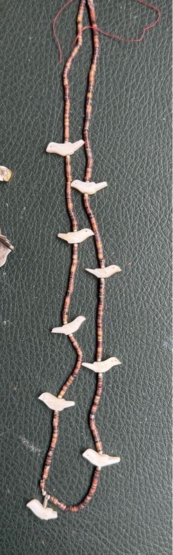 Vintage Beaded Necklace with Bird Charms
