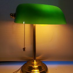 vintage green and gold desk lamp 