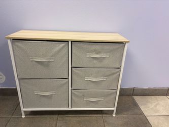 5-Drawer Fabric Storage Dresser with Wood Top