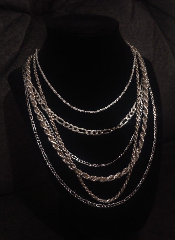 Sterling Silver Chains Rings Earrings Moissanite 