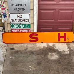 City porcelain sign gas and oil