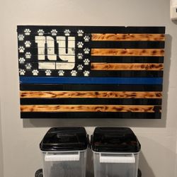 Wooden Flag (Blue Line)