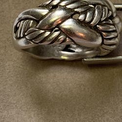 VGC David Yurman Sterling Silver WovenCable Ring Sz 9 * Pouch Cable