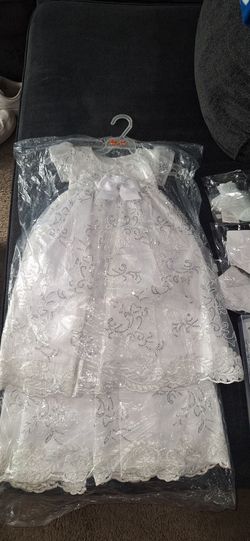 Baptism baby girl dress and accessories