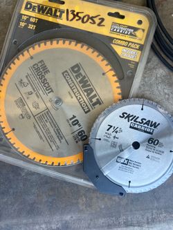 Dewalt 10” skilsaw 7 1/5 and misc blades