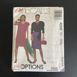 Easy McCalls Sewing Pattern 4228 Size Medium Dress Tunic Top Wrap 1989