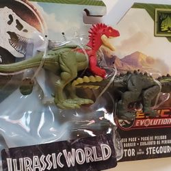 Jurassic World Two Small Dinosaur Figurines. Enraptured & Stegouros