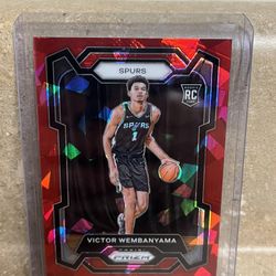 Victor Wembanyama Prizm Red Cracked Ice Rookie Card