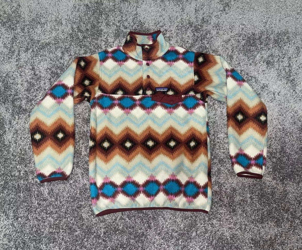 Patagonia Synchilla Sweater Snap T Fleece Timber Twist Aztec Pullover Size XXS