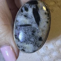 Dalmatian Jasper Ring Sterling Silver