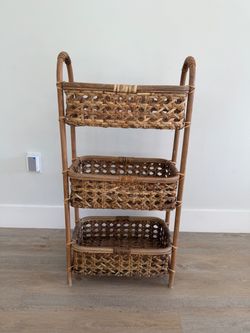 Rattan Cane 3 Tier Storage Tower