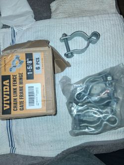 1- 5/8 inch 6 piece chain link fence gate frame hinges with screws and nuts. Female hinges. Included. No male hinges. Unless you put a screw . BRAND N