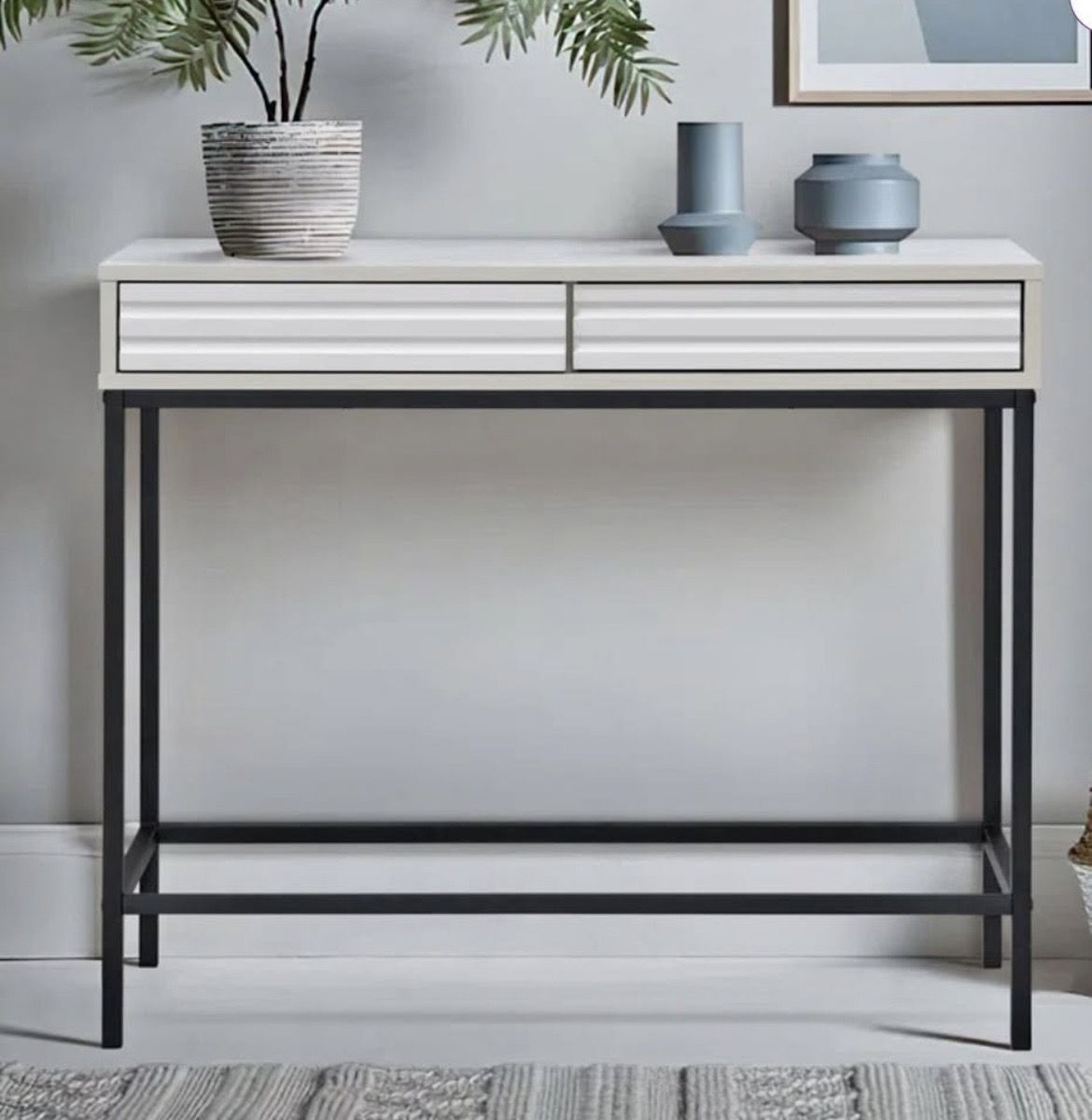 Brand New 35ln. White Wood Console Table