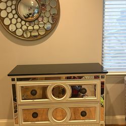 Acme Varian 2-Drawer Mirrored Marble Nightstand or Dresser (2 available)