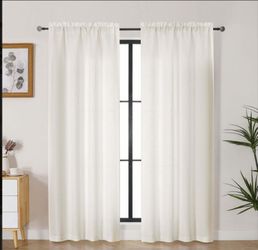 Lecloud faux linen curtains- 2 panel -Size: 40"W ×78"L