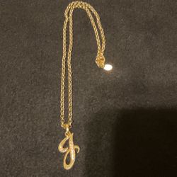 20” Gold Chain Necklace & G Initial Pendant With Crystals,by RL