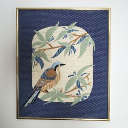 RARE Vintage "Imperial Songbirds", 19"x15.25 inches. Embroidery, 100% Cotton.