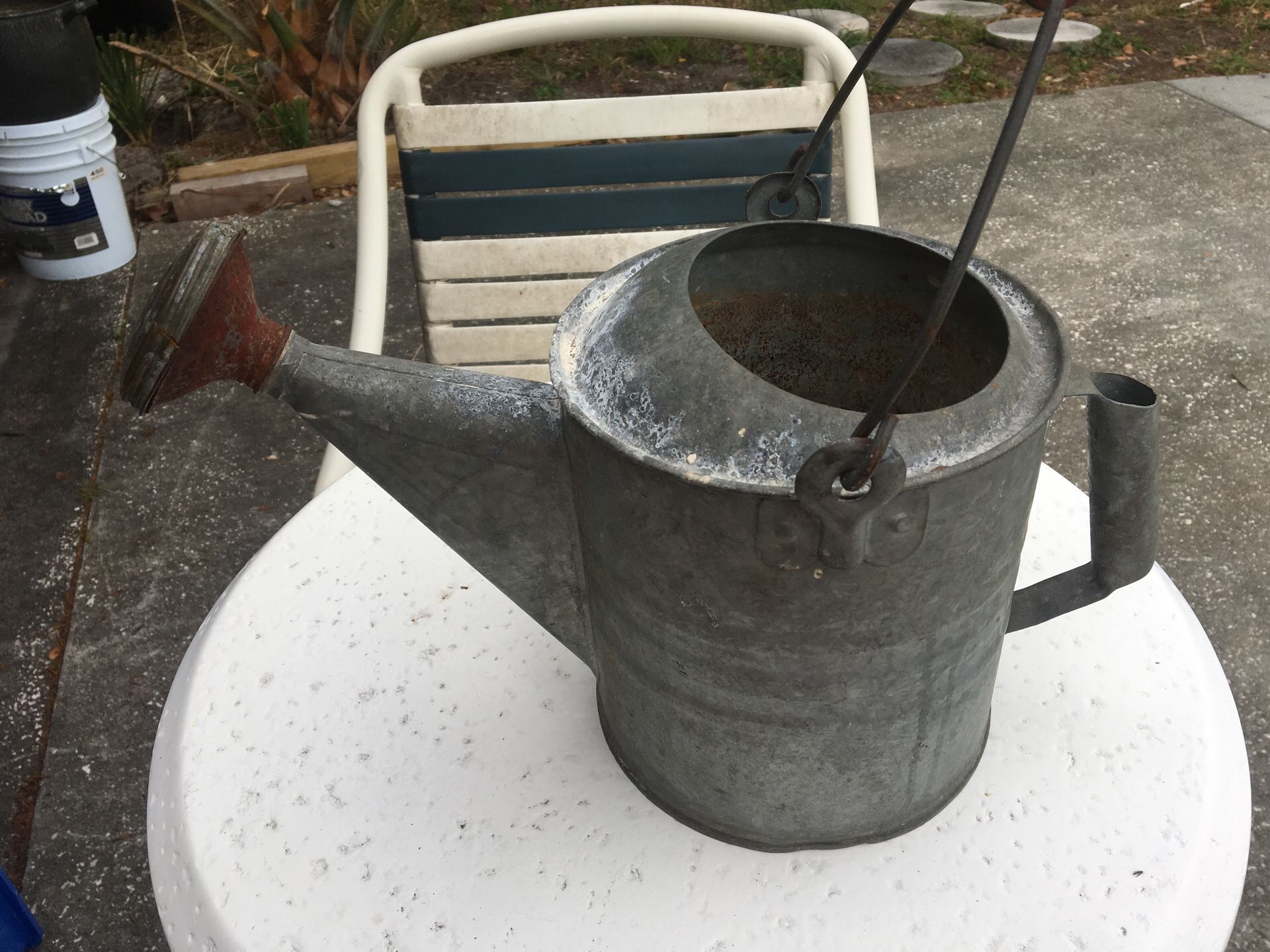 Vintage galvanized and brass garden water sprinkler