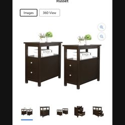 Set of Two Parlor Living Room Furniture MDF Bookshelf Storage Rack, Russet