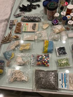 Mixed Craft Beads and Sequin Supplies Lot