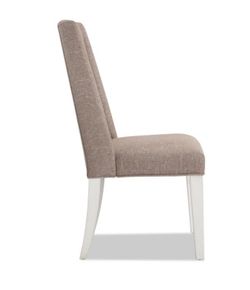 White & Beige Solid Back Upholstered Dining Chair