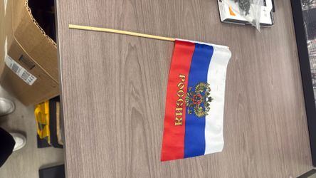 Russia Hand Flag with Wooden Stick