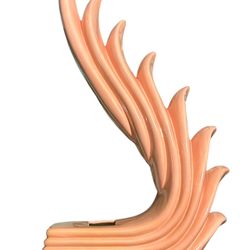 Vitrex 1989 Art Deco Revival Cascading Wing Flame Pink Ceramic Sculpture