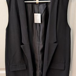 NWT Silence + Noise Black Sleeveless Blazer Vest w/Pockets Size S