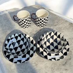 Black & White Geometric Dinnerware Set
