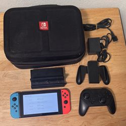 Nintendo Switch V1 Bundle w/ Pro Controller, Dock, Joy-Cons & Carrying Case