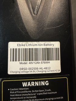 48v 12amp/h Ebike Battery