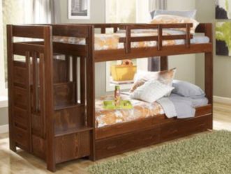 Brand new Cherry Bunkbed With Staircase ! Bunkbed Bunkbeds On Sale Here