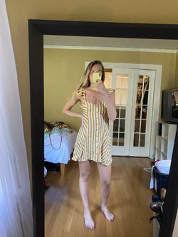 Yellow stripe mini dress