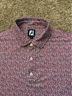 FJ Footjoy Polka Dot Golf Polo Shirt Mens Size Medium