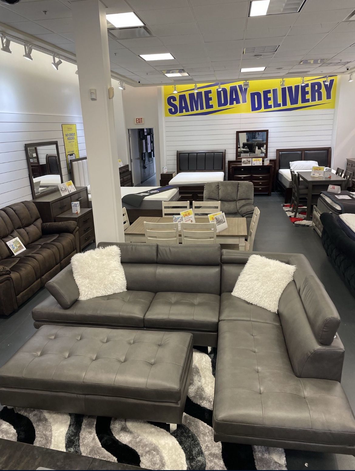 NEW COMFY GRAY SECTIONAL SOFA SET WITH OTTOMAN ON SALE NOW ONLY $999! SAME DAY DELIVERY 🚚 NO CREDIT NEEDED FINANCE AVAILABLE ☎️💰