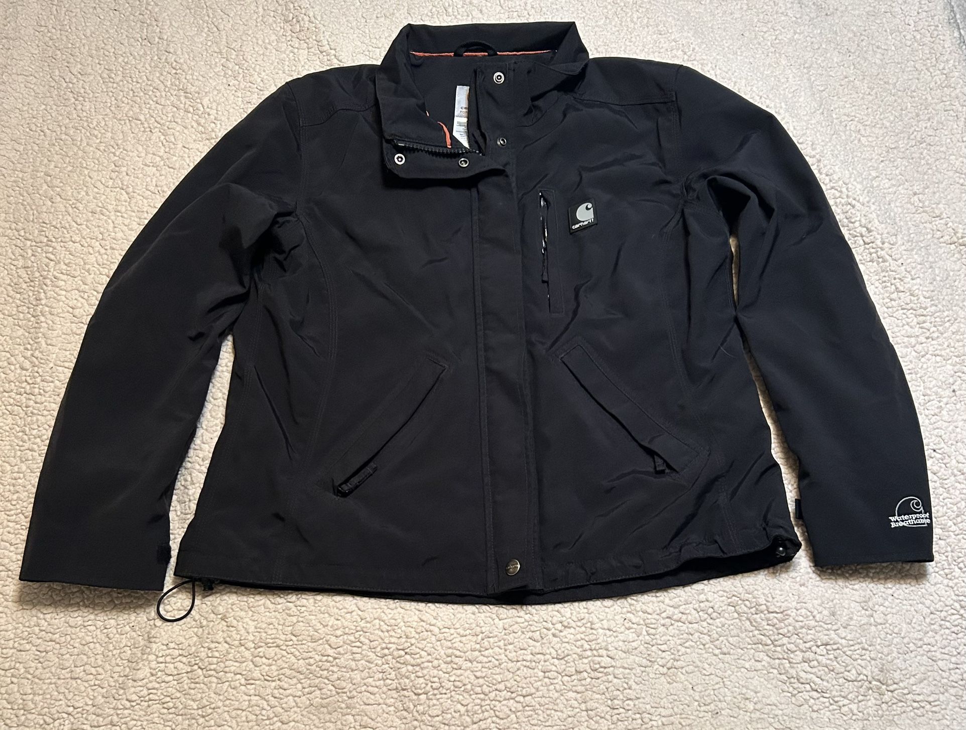 Carhartt Jacket Womens Medium Black Waterproof Breathable Removable Hood WJ002-EUC 💥Asking $42💥
