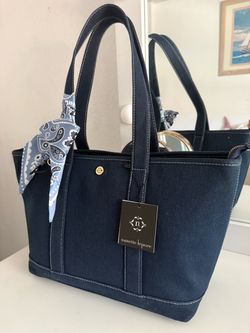 Nanette Lepore Navy Canvas Tote Bag