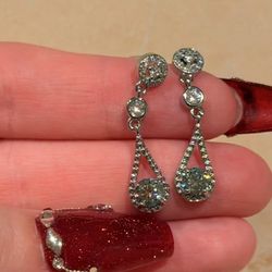 Silver Moissanite Wedding Earrings 