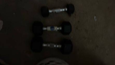 A set of three dumb bells