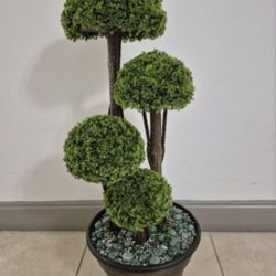*** NEW LOW PRICE *** 3ft Faux Cedar Topiary w Moss Agate / Aventurine Stone in a 13" Planter @ Lasting Creations