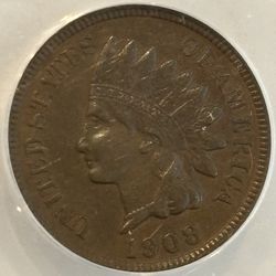 1908-S Indian Head Cent ANACS EF45 – Key Date