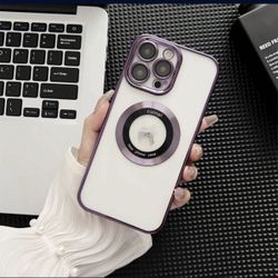 Magsafe Magnetic Charging Clear For 14 Pro Max Series Plating Shockproof Silicone Soft Cover