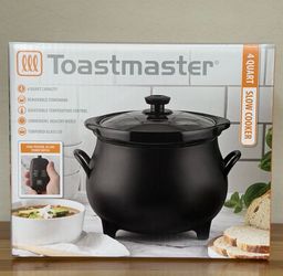 Toastmaster 4 QT Black Cauldron Slow Cooker Removable Crock Glass Lid Halloween