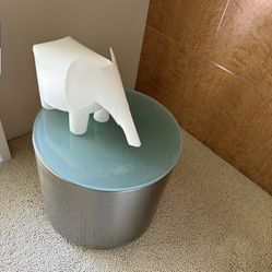 Charlotte Modern Brushed Chrome Metal Round Drum End Table