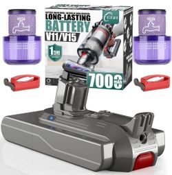 EGR 7000mAh V11 Battery Replacement Compatible with Dyson V15 Battery Button Click in Installation Style Battery V11 V15 SV15 SV16 SV22 970425-01 Vacu