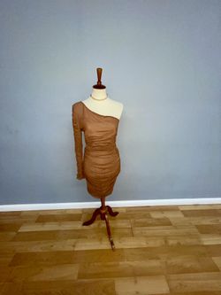 One Shoulder Brown Dress