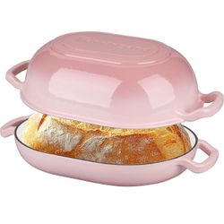 Enameled Cast Iron Sourdough Bread Oven, Dutch Oven, Loaf Cast Iron Bread Pan