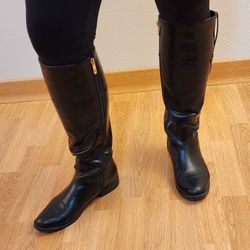 Tommy Hilfiger Women's Size 7.5 Black Faux Leather Knee-High Boots
