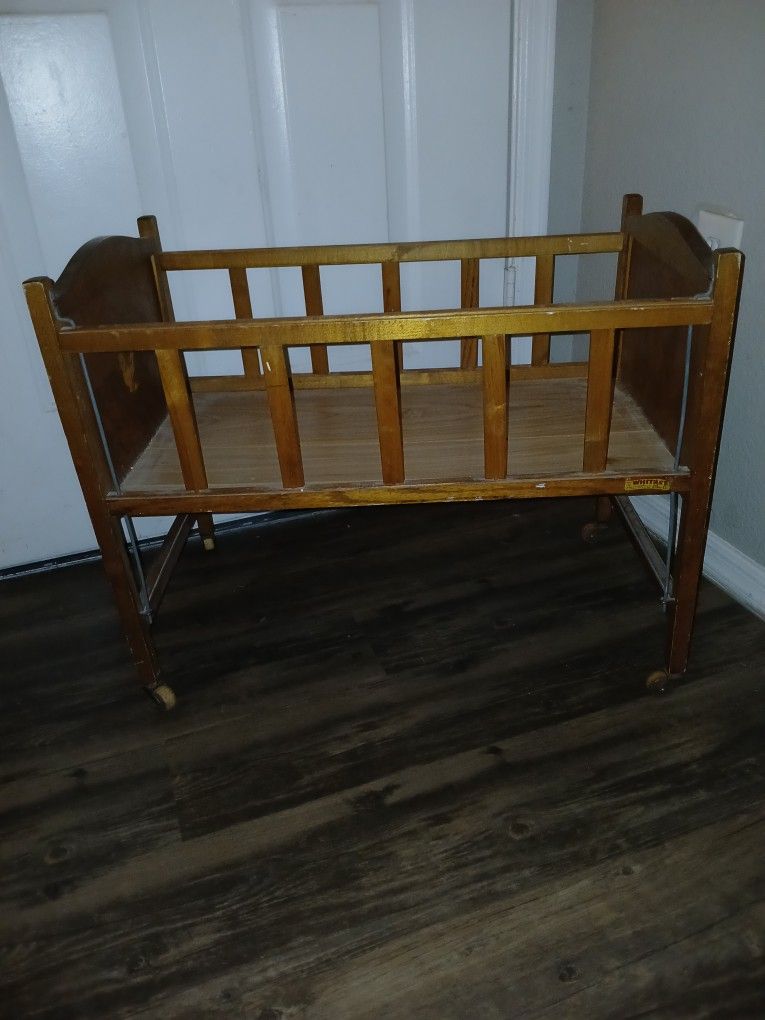 Antique Whitney Bros Child's Doll Bed On Casters